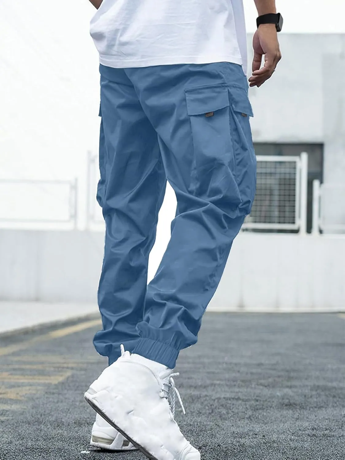 Mens Cargo Joggers Pants Elastic Waist Drawstring Baggy Sweatpants Techwear Pants for Men