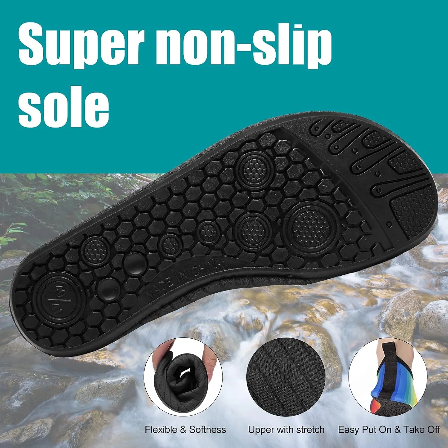 Metog Men Women Water Shoes Quick-Dry Aqua Socks Barefoot Slip-on for Beach Swim Sport Surf Yoga Exercise