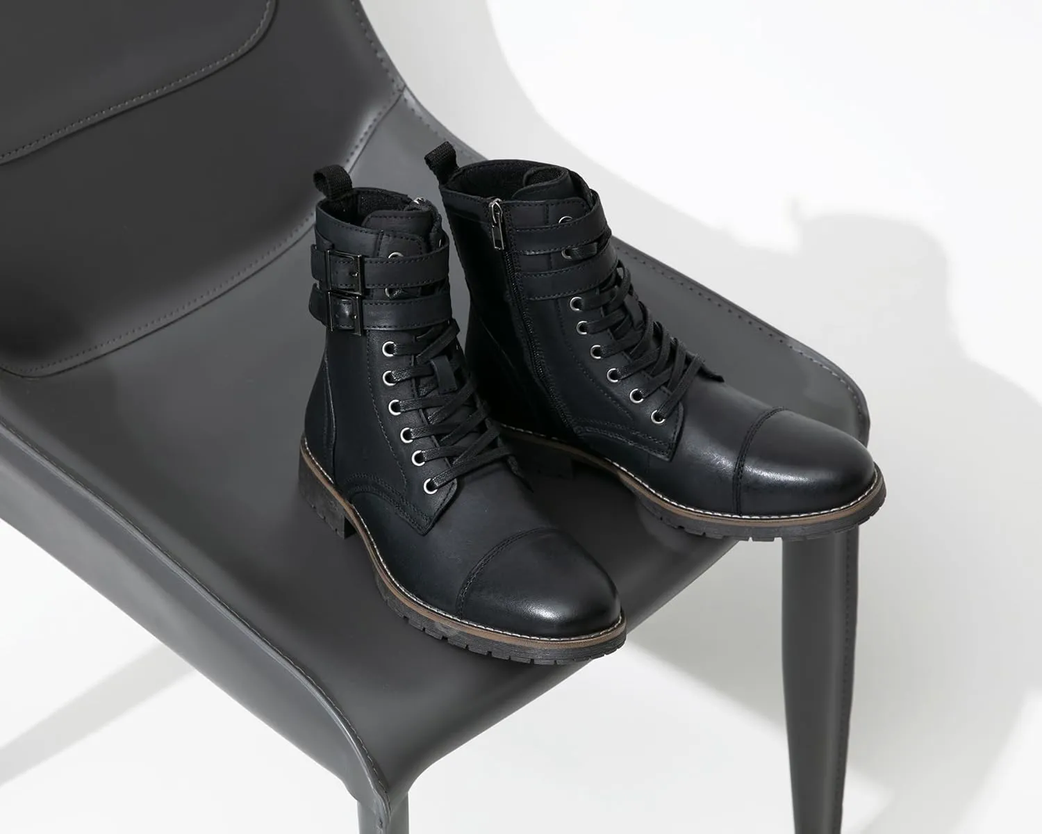 Vostey Mens Boots Motorcycle Casual Boots For Men Zipper Fashion Chukka Boot Mens