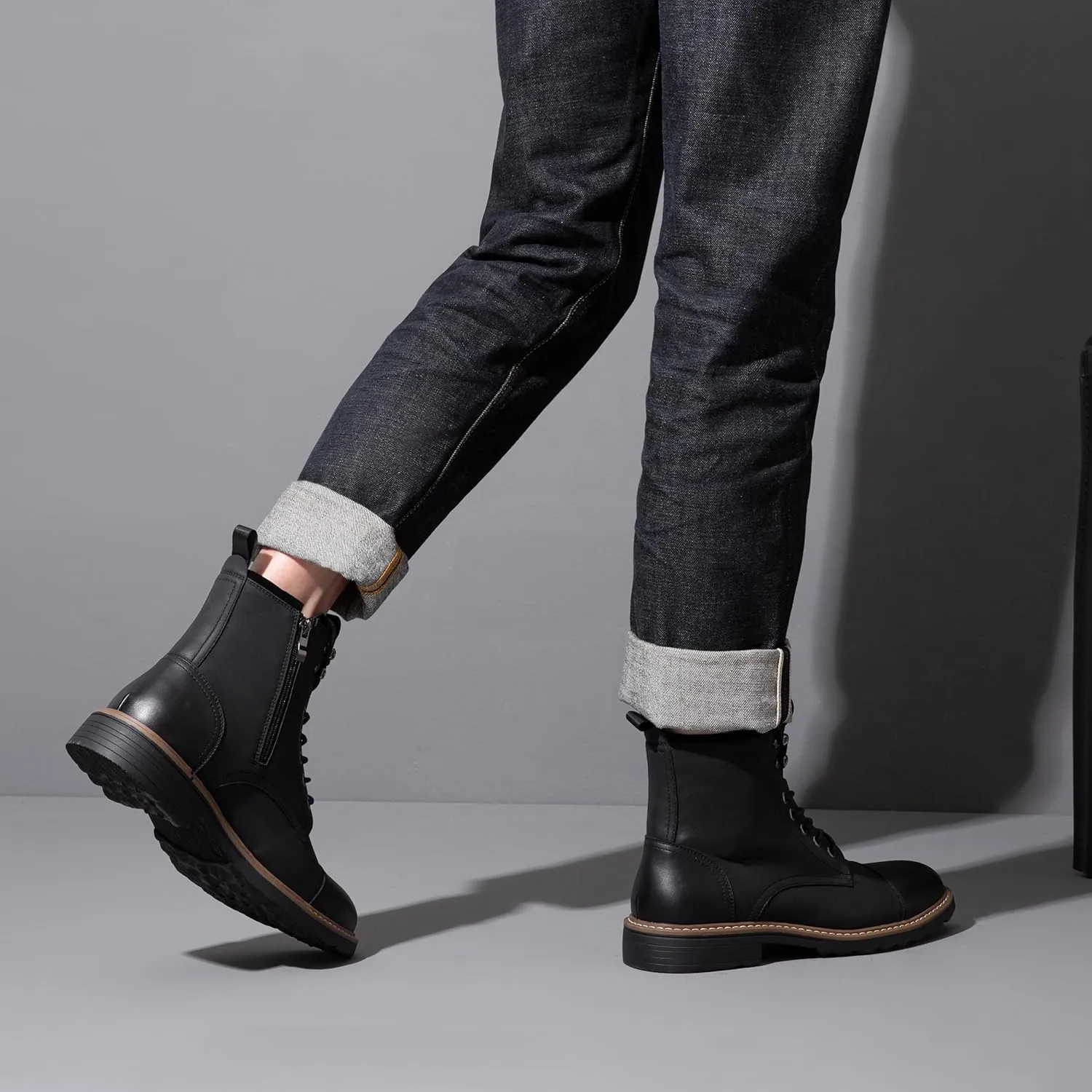 Vostey Mens Boots Motorcycle Casual Boots For Men Zipper Fashion Chukka Boot Mens
