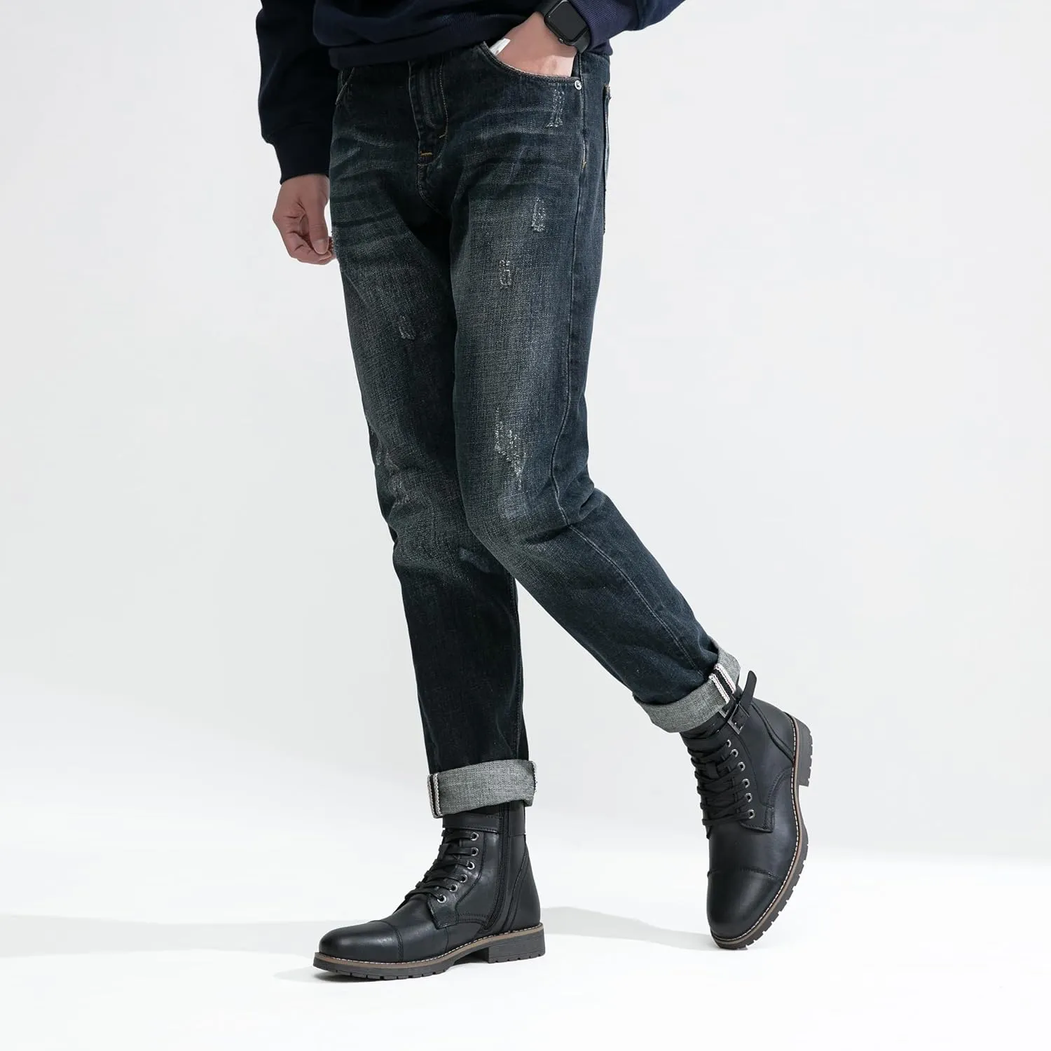 Vostey Mens Boots Motorcycle Casual Boots For Men Zipper Fashion Chukka Boot Mens