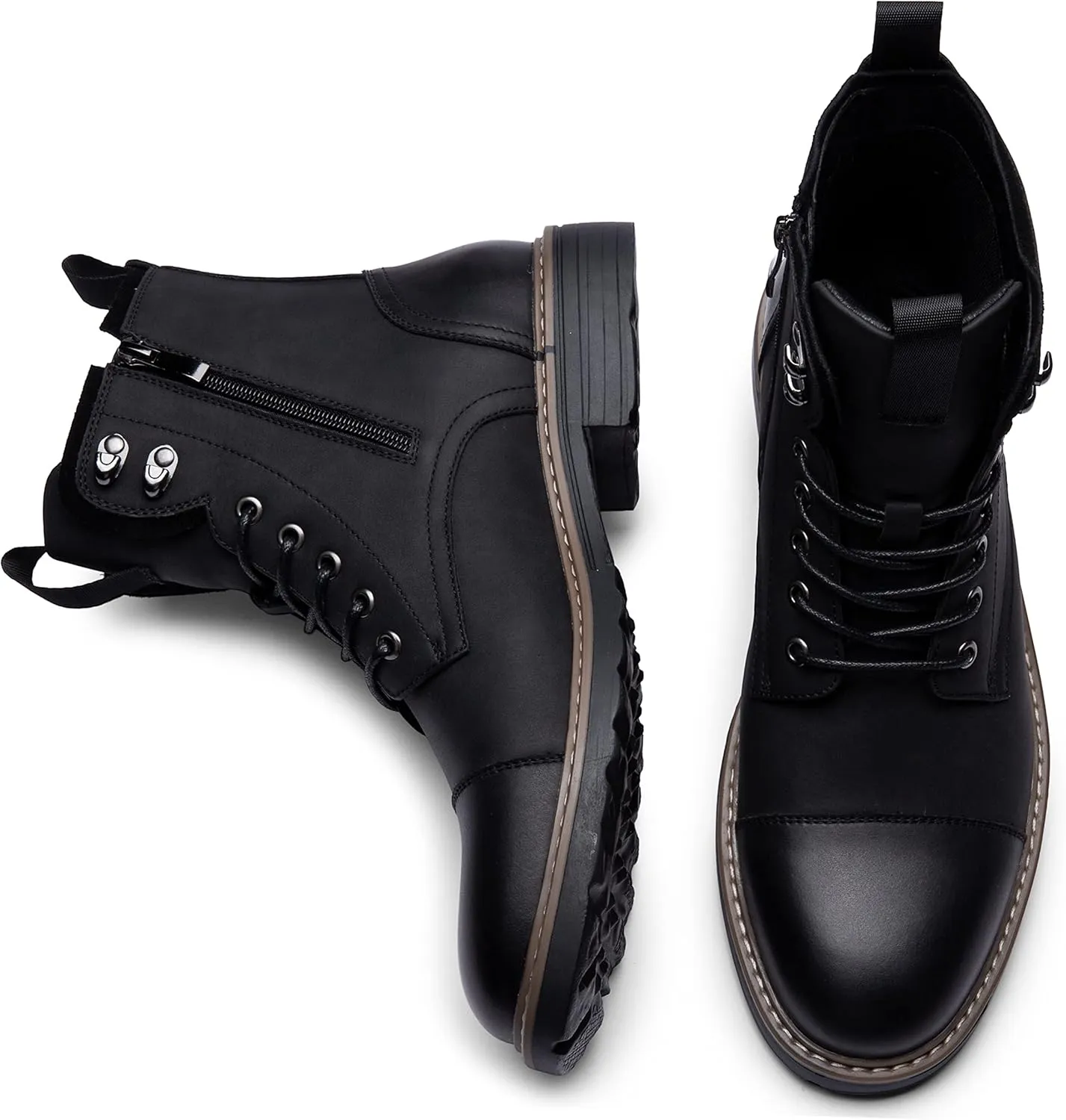 Vostey Mens Boots Motorcycle Casual Boots For Men Zipper Fashion Chukka Boot Mens