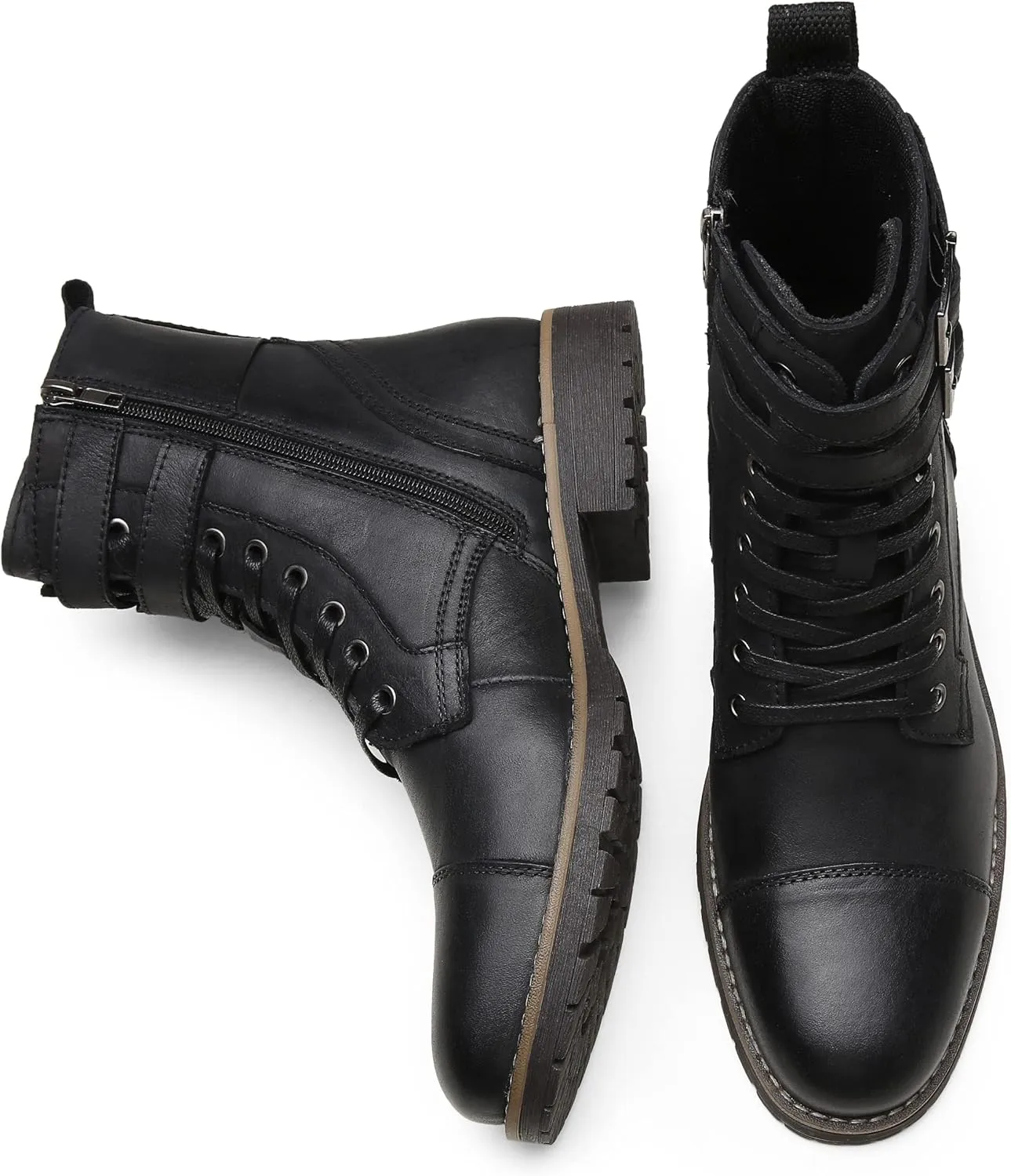 Vostey Mens Boots Motorcycle Casual Boots For Men Zipper Fashion Chukka Boot Mens